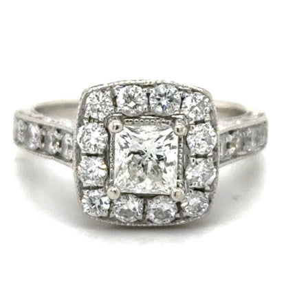 1ctw Diamond 14k White Gold Engagement Ring 4.8g Size 5.25