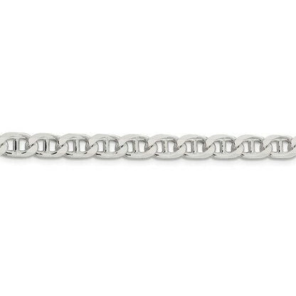 Sterling Silver 6.5mm Diamond-Cut Flat Cuban Anchor Chain Necklace 20 Inches