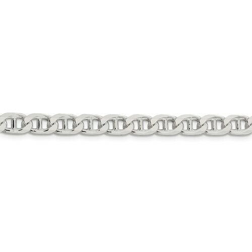 Sterling Silver 6.5mm Diamond-Cut Flat Cuban Anchor Chain Necklace 20 Inches