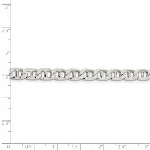 Sterling Silver 6.5mm Diamond-Cut Flat Cuban Anchor Chain Necklace 20 Inches