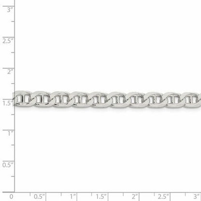 Sterling Silver 6.5mm Diamond-Cut Flat Cuban Anchor Chain Necklace 20 Inches