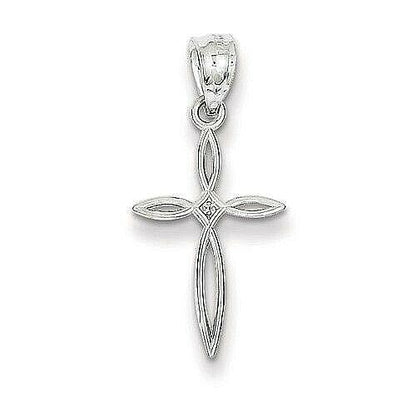 14K White Gold Passion Cross Charm Pendant