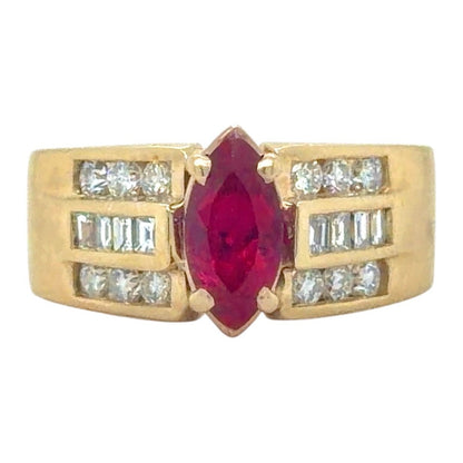 1.25ctw Ruby & Diamond 14k Yellow Gold Ring 7.9g Size 6.25