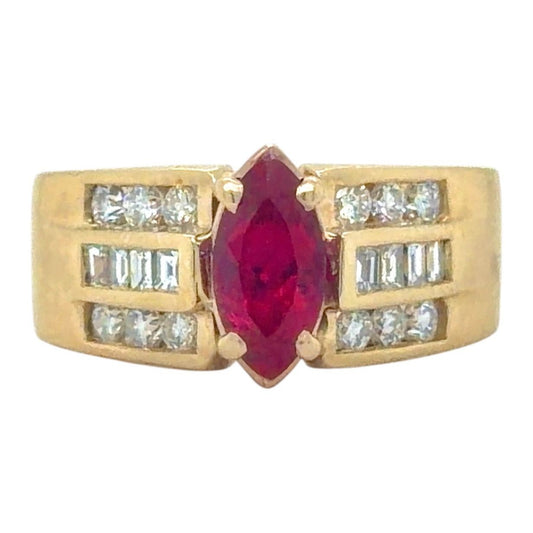 1.25ctw Ruby & Diamond 14k Yellow Gold Ring 7.9g Size 6.25