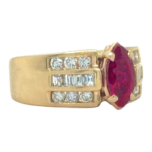 1.25ctw Ruby & Diamond 14k Yellow Gold Ring 7.9g Size 6.25