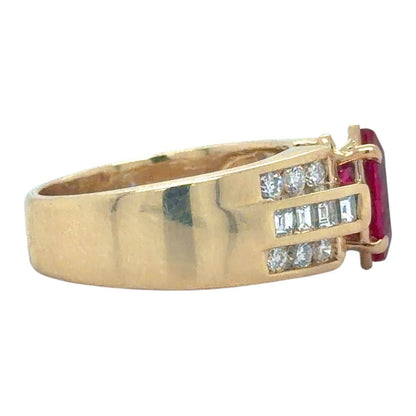 1.25ctw Ruby & Diamond 14k Yellow Gold Ring 7.9g Size 6.25
