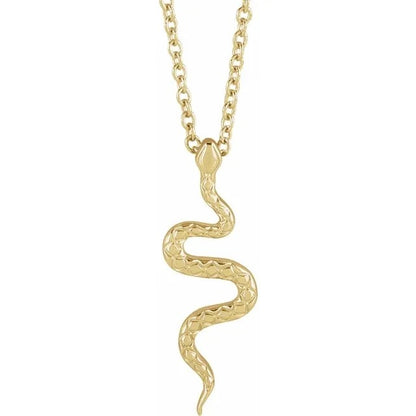 Delicate 14K Yellow Gold Serpentine Pendant Necklace With Adjustable Cable Chain