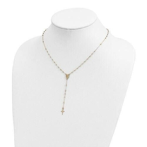 14k Semi-Solid Gold 20 inch Virgin Mary Beads Rosary Necklace Rosario