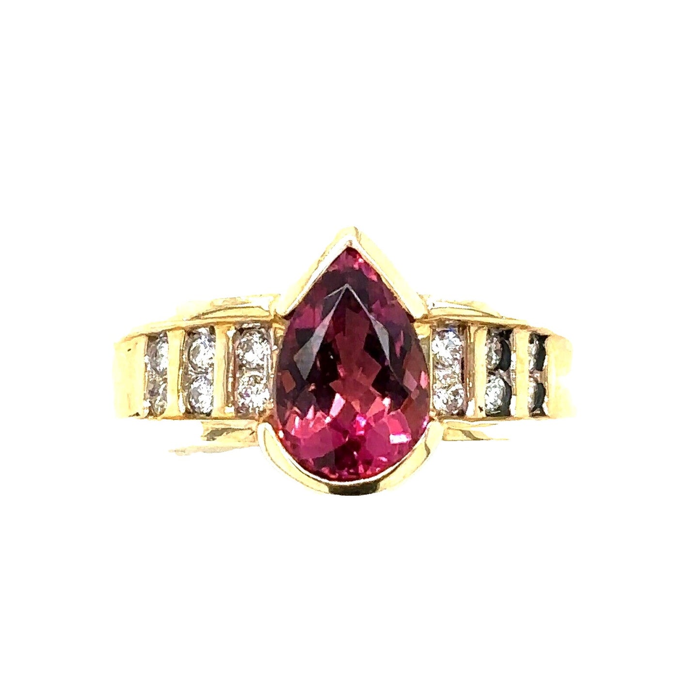 Created Pink Tourmaline Ring REAL Solid 14k Yellow Gold 8.0g Size 7