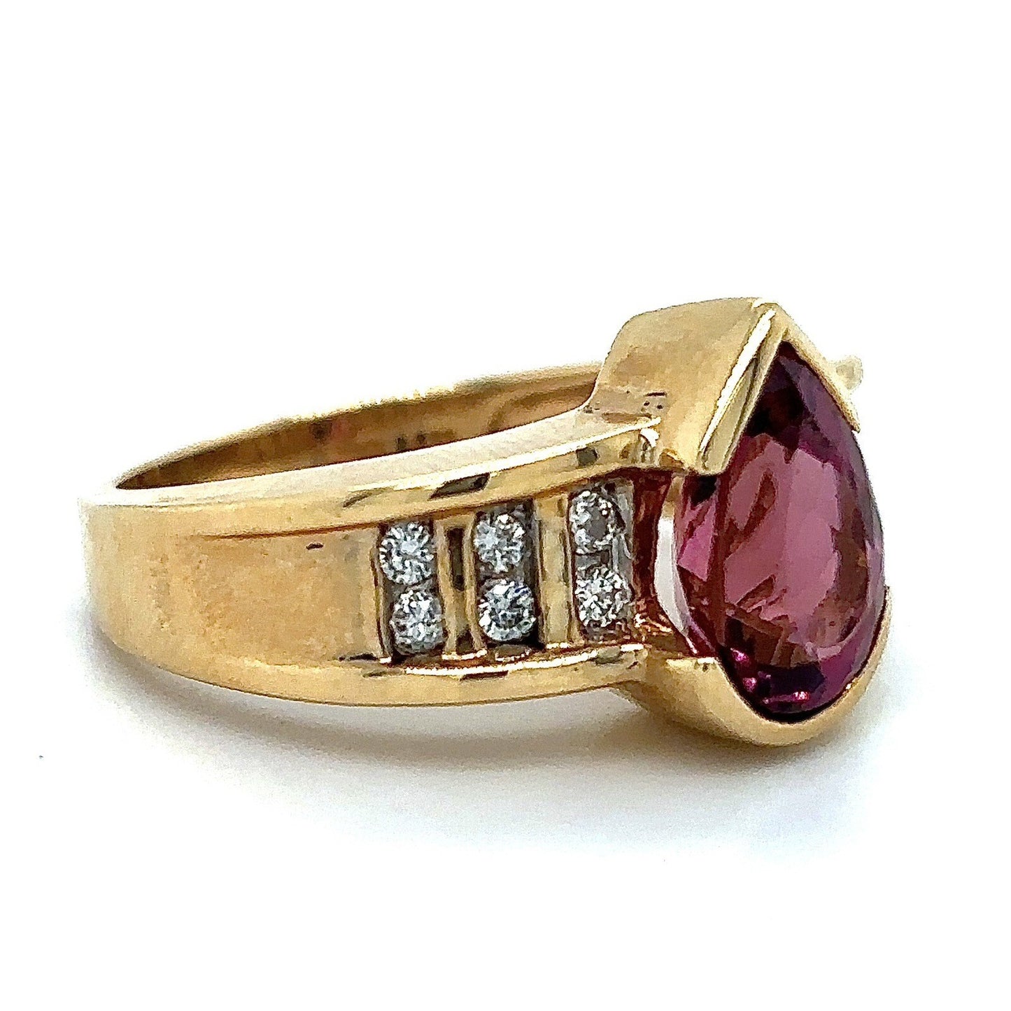 Created Pink Tourmaline Ring REAL Solid 14k Yellow Gold 8.0g Size 7