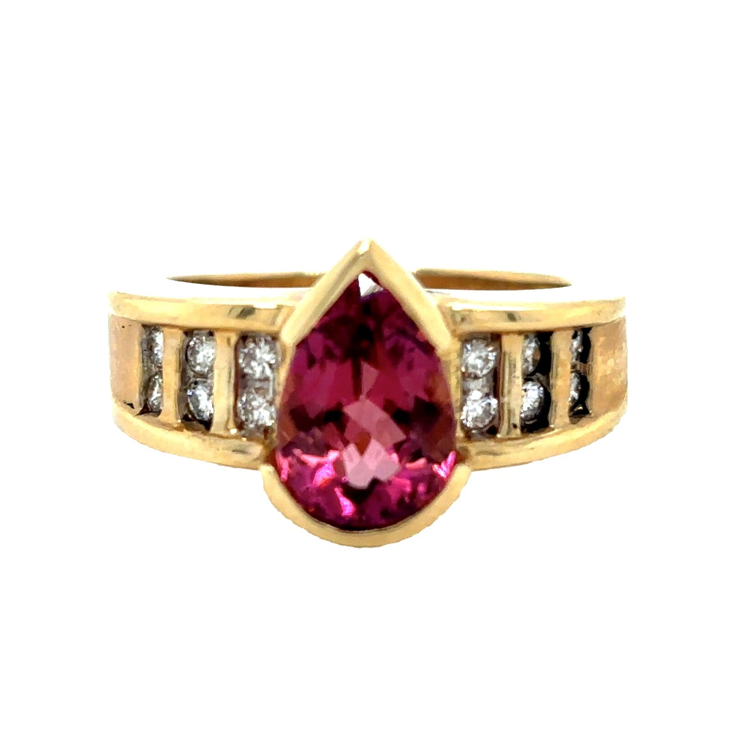 Created Pink Tourmaline Ring REAL Solid 14k Yellow Gold 8.0g Size 7