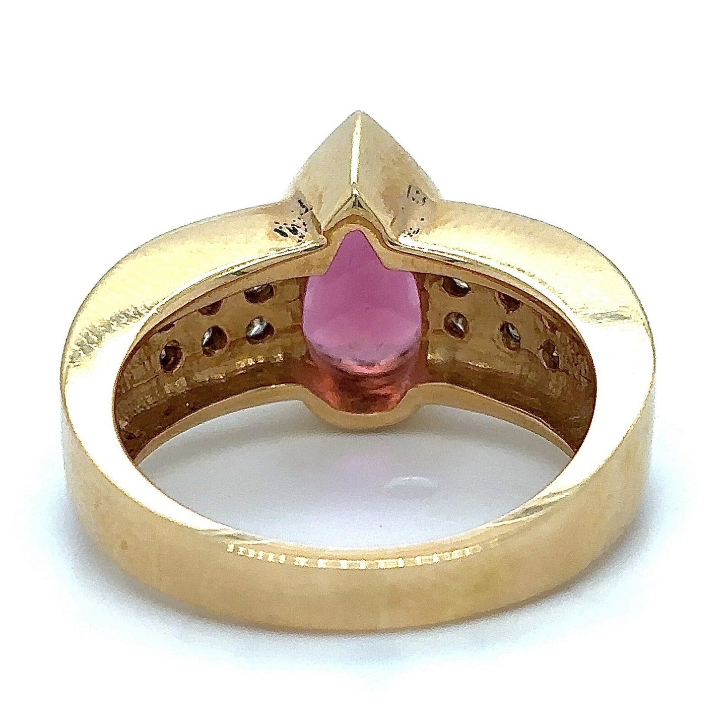 Created Pink Tourmaline Ring REAL Solid 14k Yellow Gold 8.0g Size 7