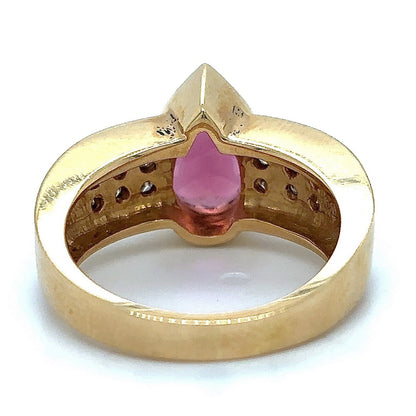 Created Pink Tourmaline Ring REAL Solid 14k Yellow Gold 8.0g Size 7