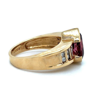 Created Pink Tourmaline Ring REAL Solid 14k Yellow Gold 8.0g Size 7