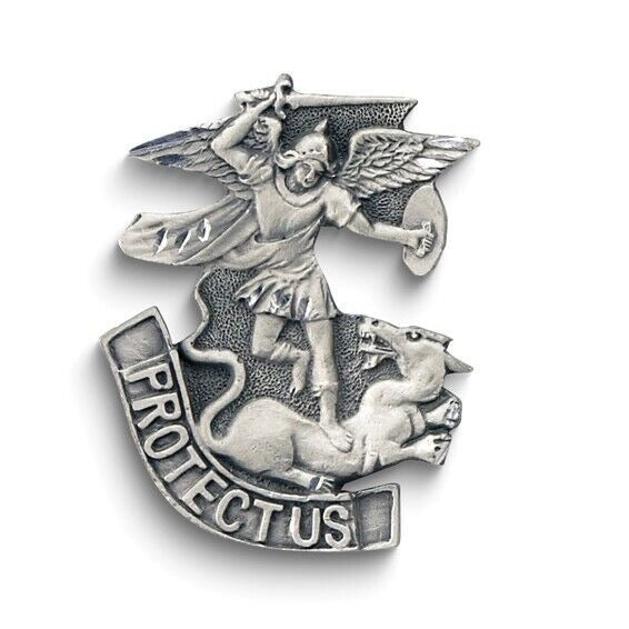 Pewter St. Michael PROTECT US Visor Clip