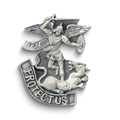 Pewter St. Michael PROTECT US Visor Clip