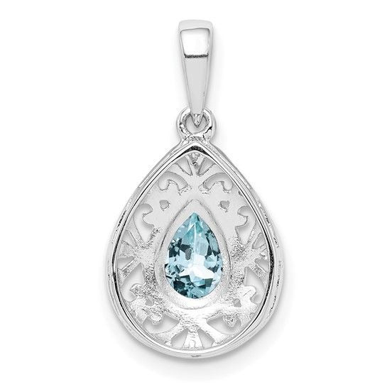 Sterling Silver Aquamarine Teardrop Pendant