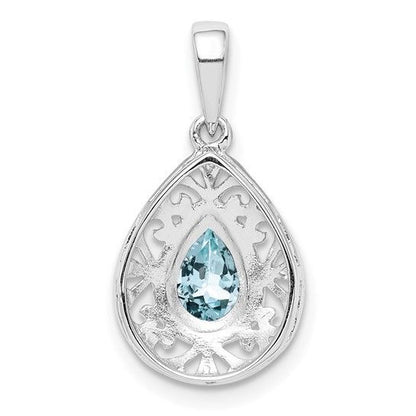 Sterling Silver Aquamarine Teardrop Pendant