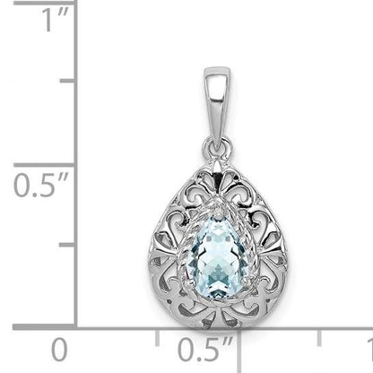 Sterling Silver Aquamarine Teardrop Pendant
