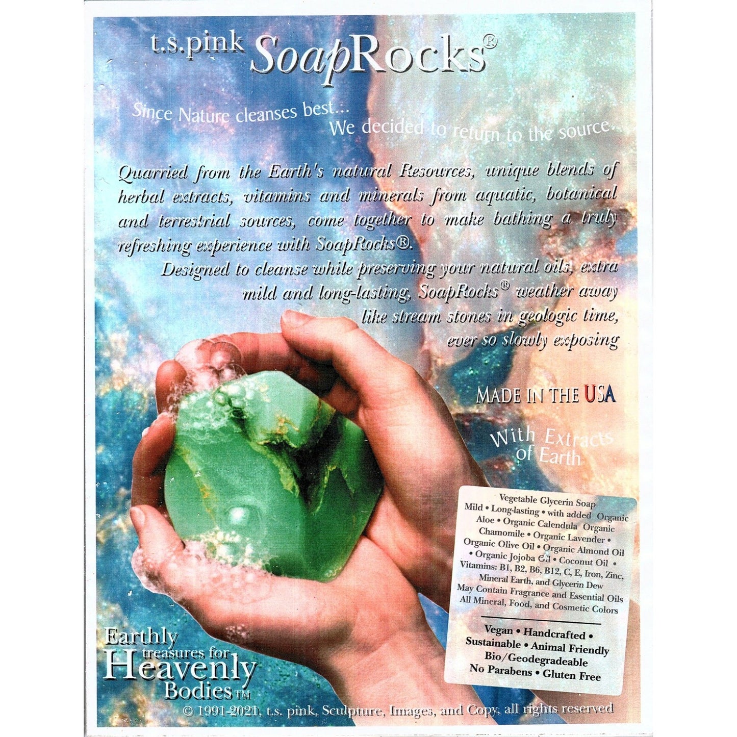 SoapRocks Palmstones Green & White Glycerin Soap 2oz  Vegan & Handcrafted
