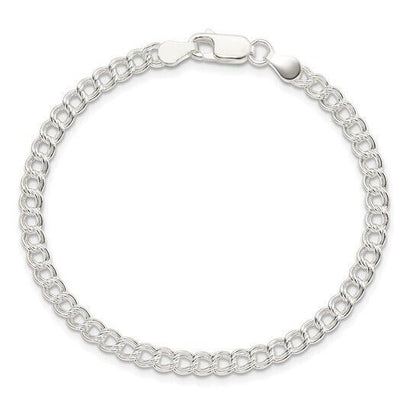 Sterling Silver 4.25mm Double Link Charm 8 inch Bracelet