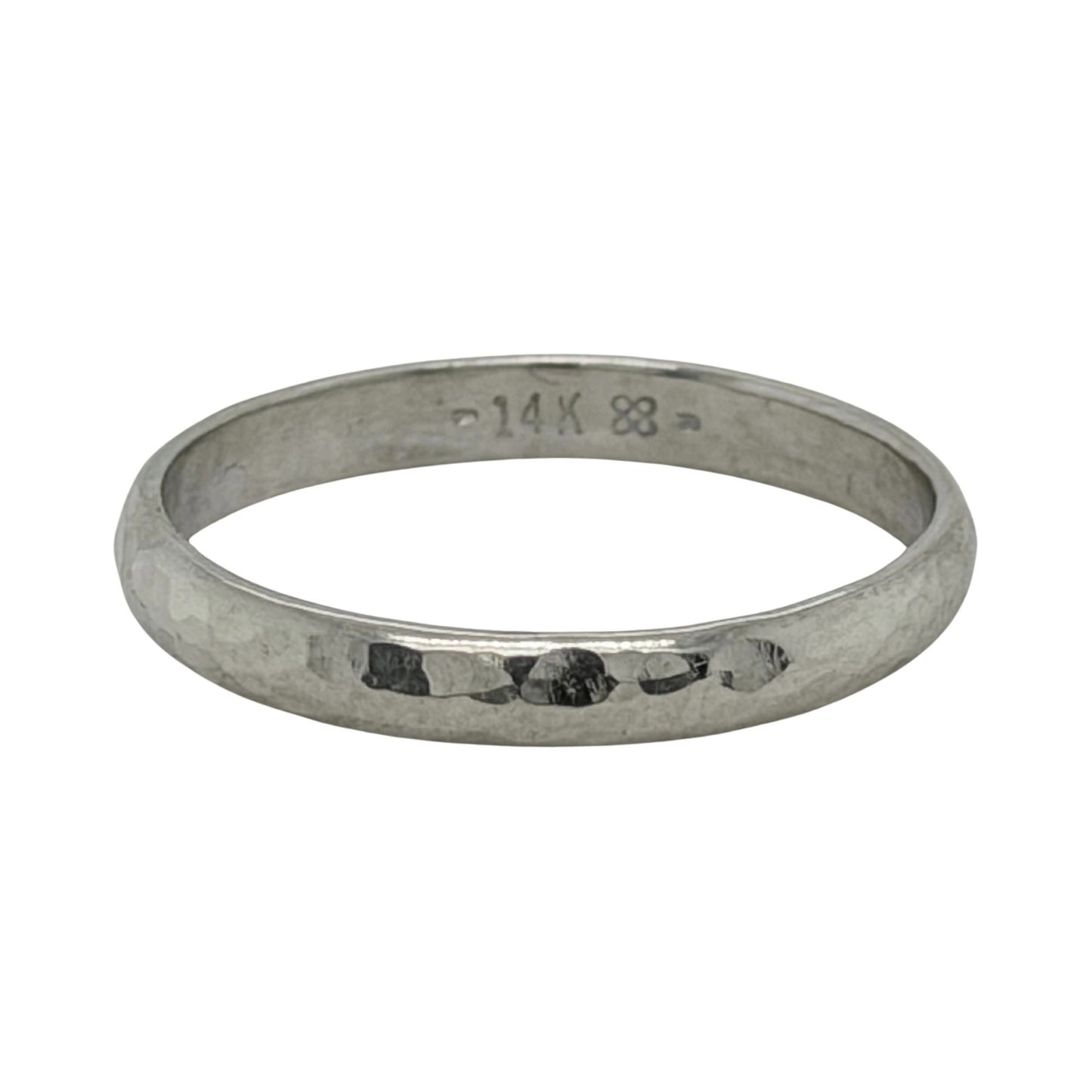2.8mm 14k White Gold Hammered Finish Band Ring 2.2g Size 8.75