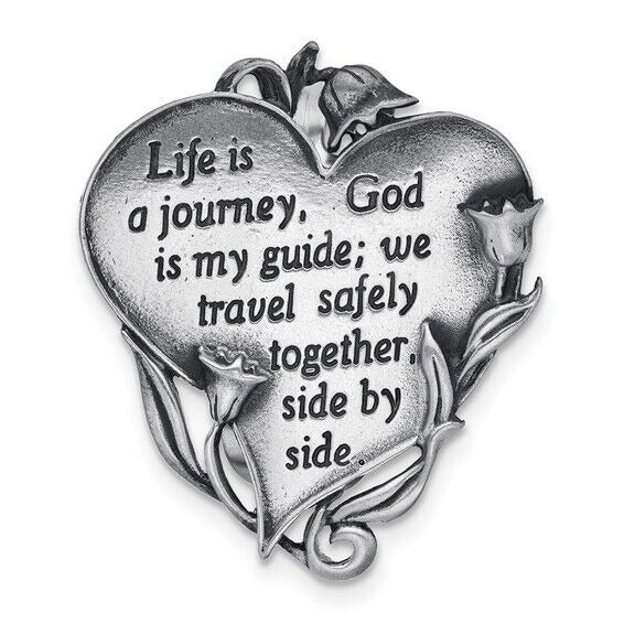Silver-tone LIFE IS A JOURNEY Sentiment Visor Clip