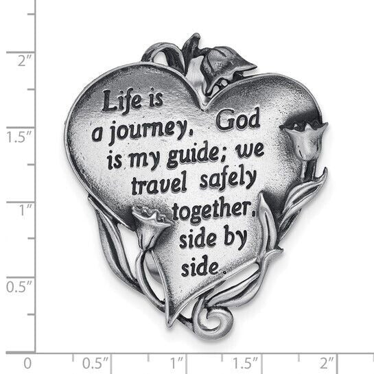 Silver-tone LIFE IS A JOURNEY Sentiment Visor Clip