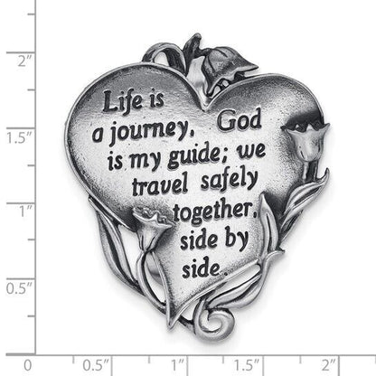 Silver-tone LIFE IS A JOURNEY Sentiment Visor Clip