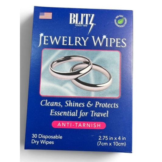 Blitz Jewelry Wipes Anti-Tarnish Dry Cleaning Cloths Non-Toxic 30 Ct