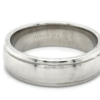 6.2mm Wedding Band Ring 14k White Gold 8.7g Size 8.25