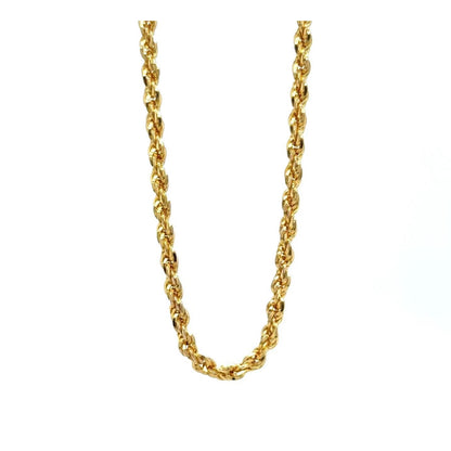 2.5mm 14K Yellow Gold Rope Chain Necklace 24" 12.9g