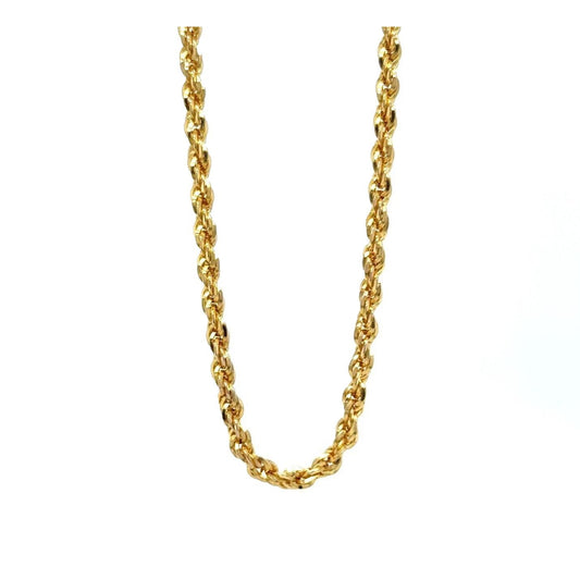 2.5mm 14K Yellow Gold Rope Chain Necklace 24" 12.9g