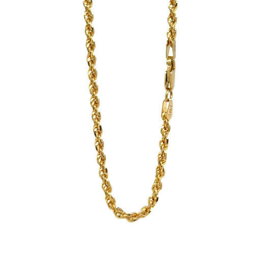 2.5mm 14K Yellow Gold Rope Chain Necklace 24" 12.9g