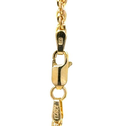 2.5mm 14K Yellow Gold Rope Chain Necklace 24" 12.9g
