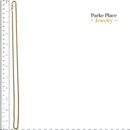 2.5mm 14K Yellow Gold Rope Chain Necklace 24" 12.9g