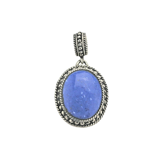 Blue Lapis Lazuli Antiqued Pendant Charm 10.4g  Sterling Silver