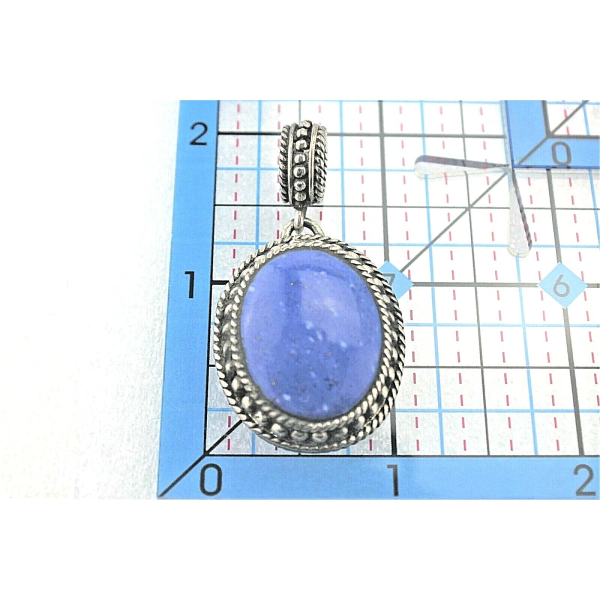 Blue Lapis Lazuli Antiqued Pendant Charm 10.4g  Sterling Silver
