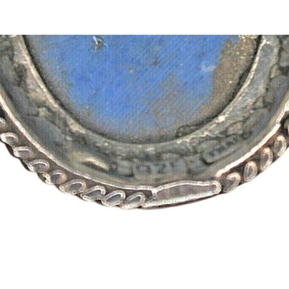 Blue Lapis Lazuli Antiqued Pendant Charm 10.4g  Sterling Silver