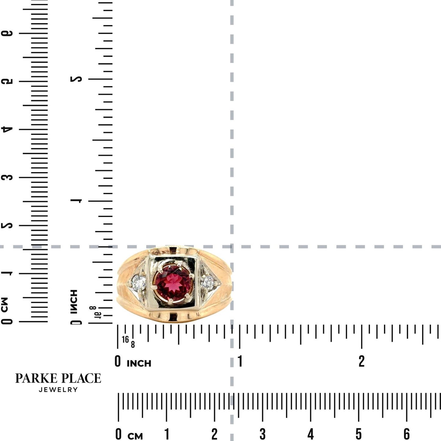 Garnet & 0.14ct Diamonds 14k Yellow Gold Ring 13g Size 12.75