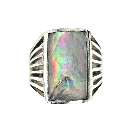 Sterling Silver Abalone Shell Ring 7.9g Size 7.5
