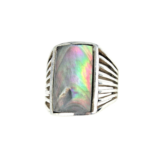 Sterling Silver Abalone Shell Ring 7.9g Size 7.5