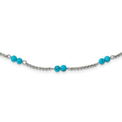 Chisel Stainless Steel Reconstructed Turquoise Beaded 33.5 inch Necklace