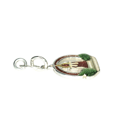 Sterling Silver Enameled Lit Holiday Candle Charm 925