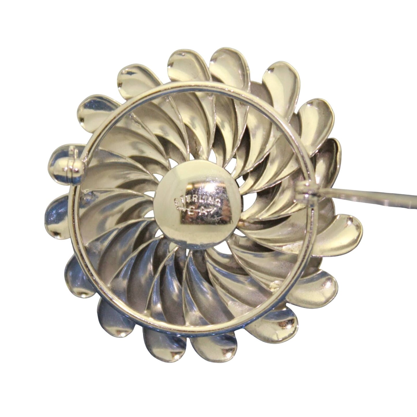Sterling Silver Flower Pin Brooch .925 8.8g