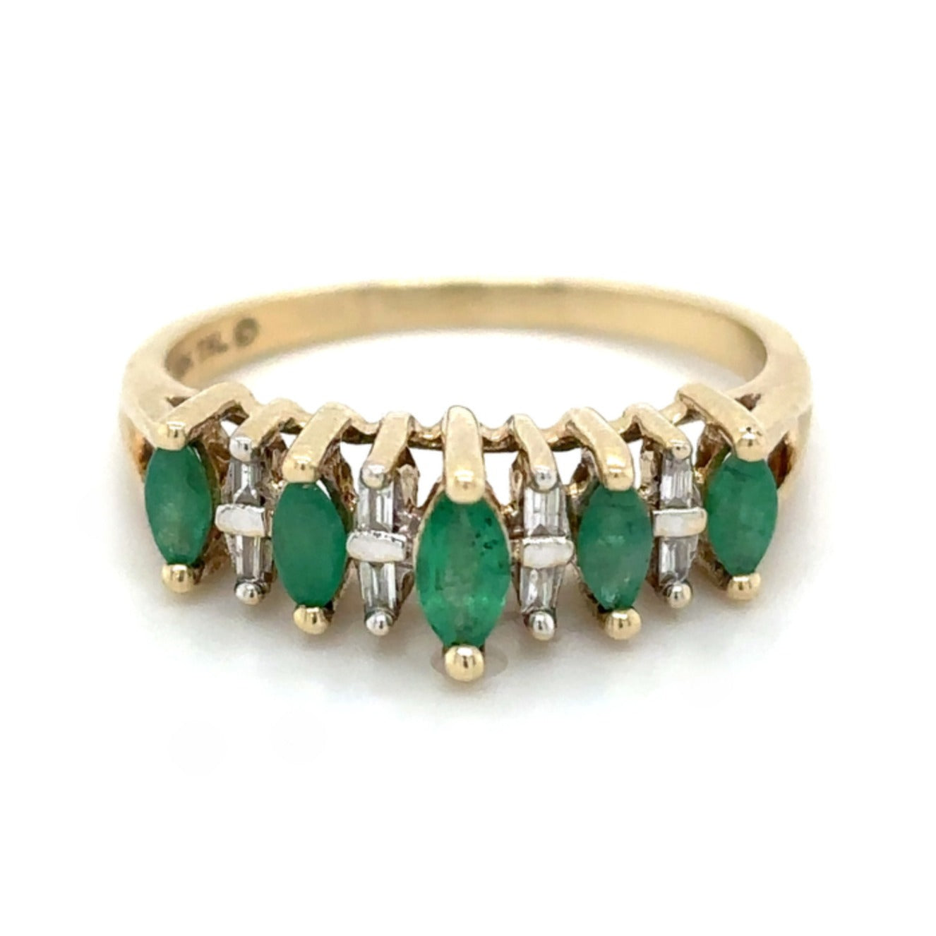 1/3ctw Emerald & Diamond 10k Yellow Gold Ring 2.8g Size 7