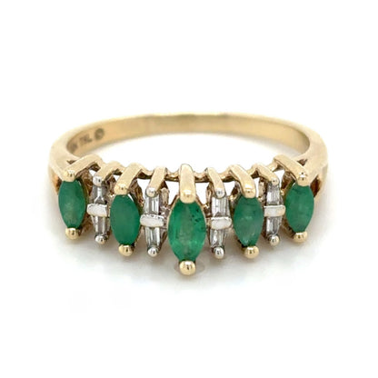 1/3ctw Emerald & Diamond 10k Yellow Gold Ring 2.8g Size 7