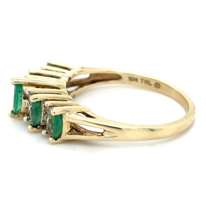 1/3ctw Emerald & Diamond 10k Yellow Gold Ring 2.8g Size 7