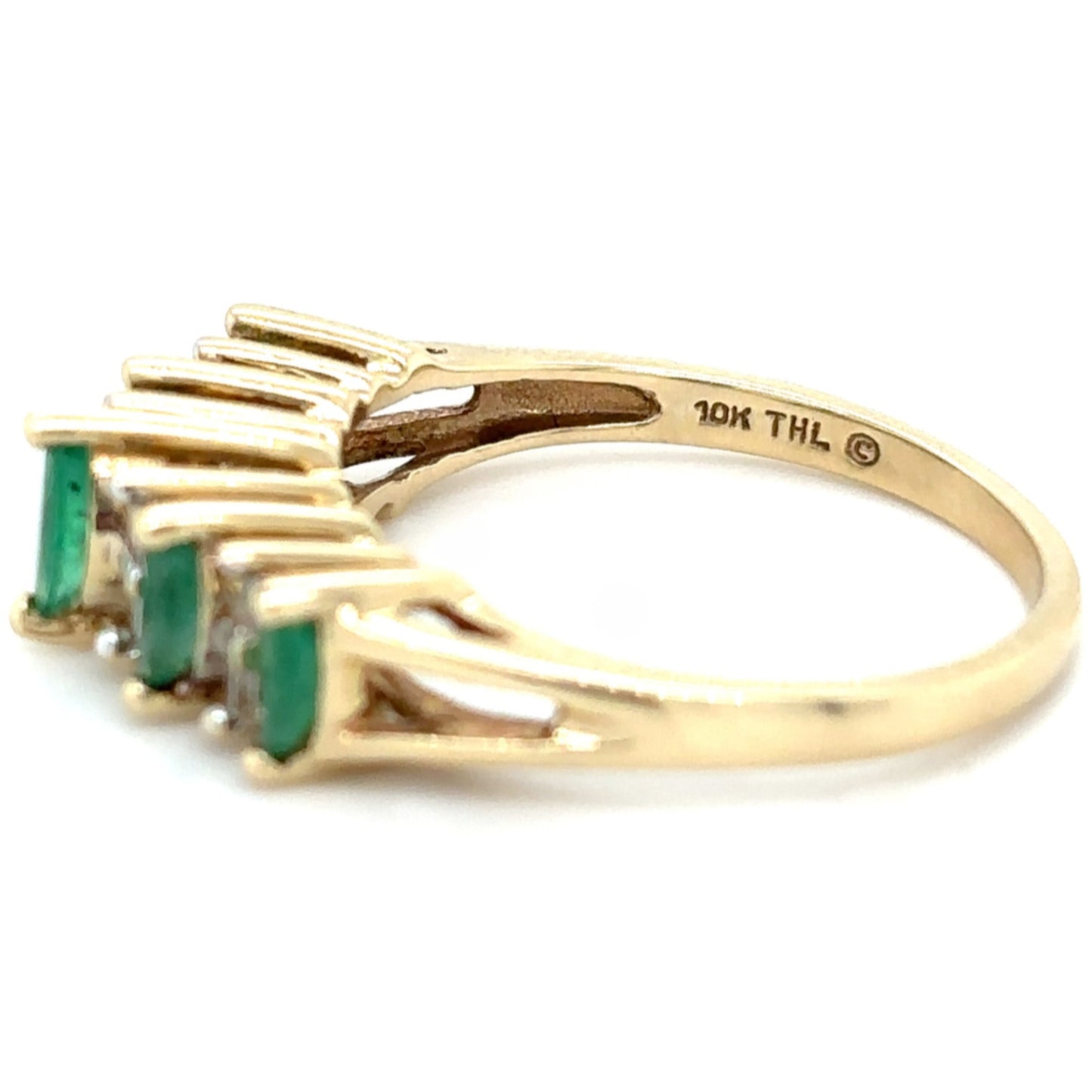 1/3ctw Emerald & Diamond 10k Yellow Gold Ring 2.8g Size 7