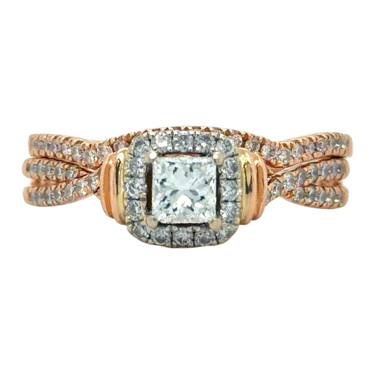 1ctw Diamond Bridal Wedding Ring Set 14k Rose Gold 6.0g Size 8.5
